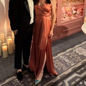 Jill Stuart Satin Maxi Dress in Rosewood